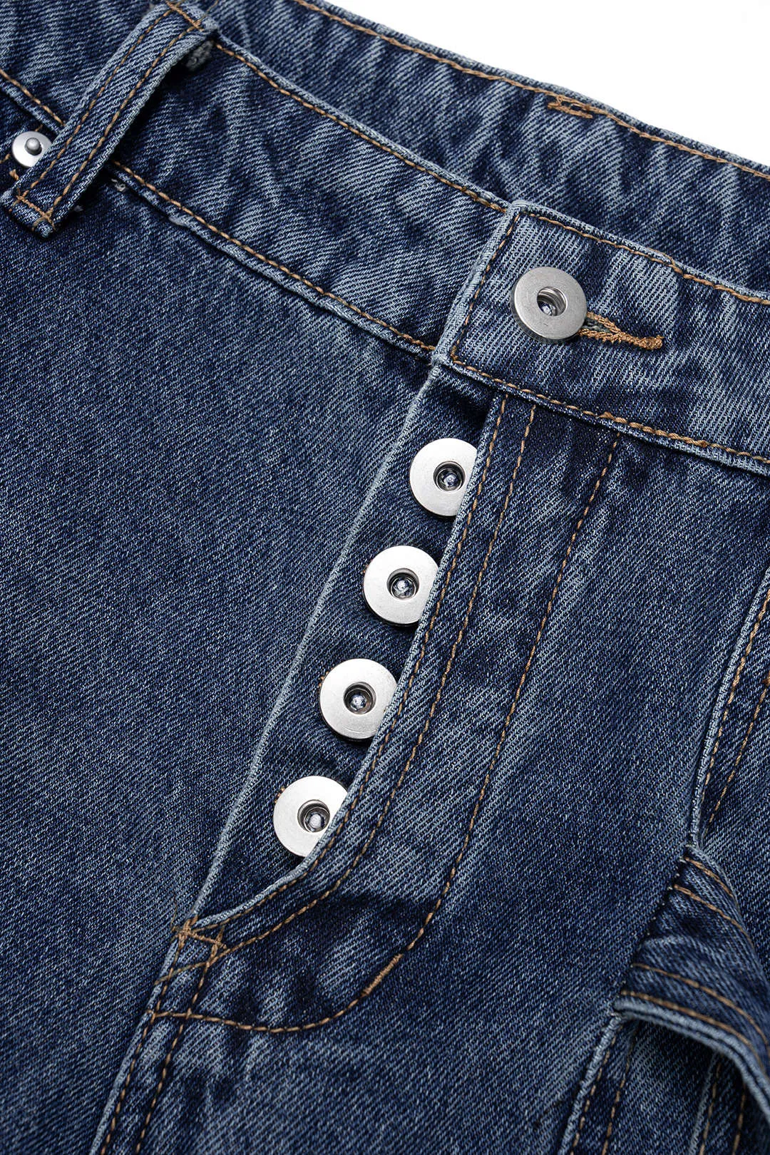 Denim Button Wide Leg Jeans sold by Micas product image thumbnail 3