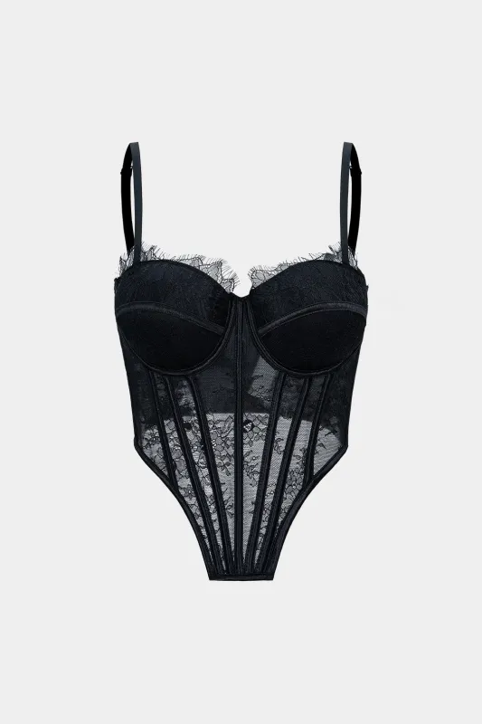 Lace Trim Sheer Backless Cami Top made by Micas