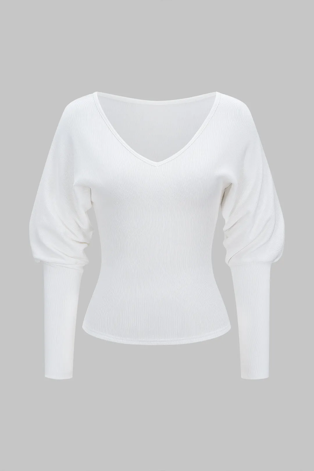V-Neck Ruched Long-Sleeve Sweatshirt sold by Micas