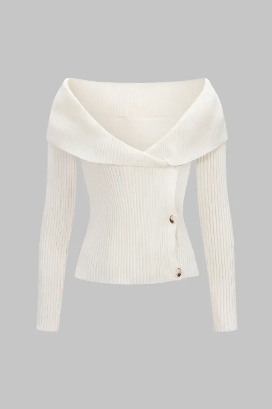 Knit Off Shoulder Ribbed Long-Sleeve Top sold by Micas