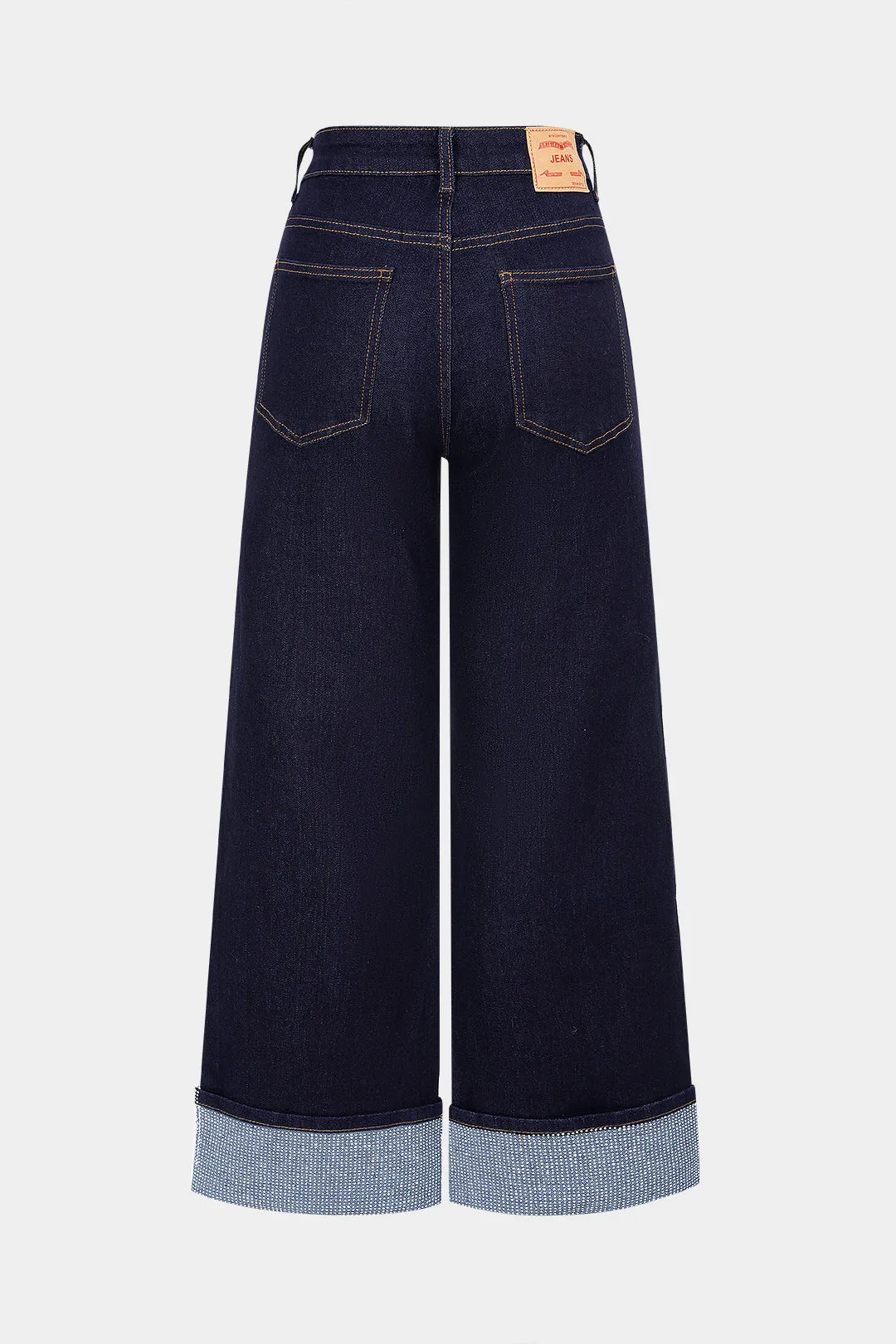 Denim Rhinestone Decor Zipper Straight Jeans sold by Micas product image thumbnail 2