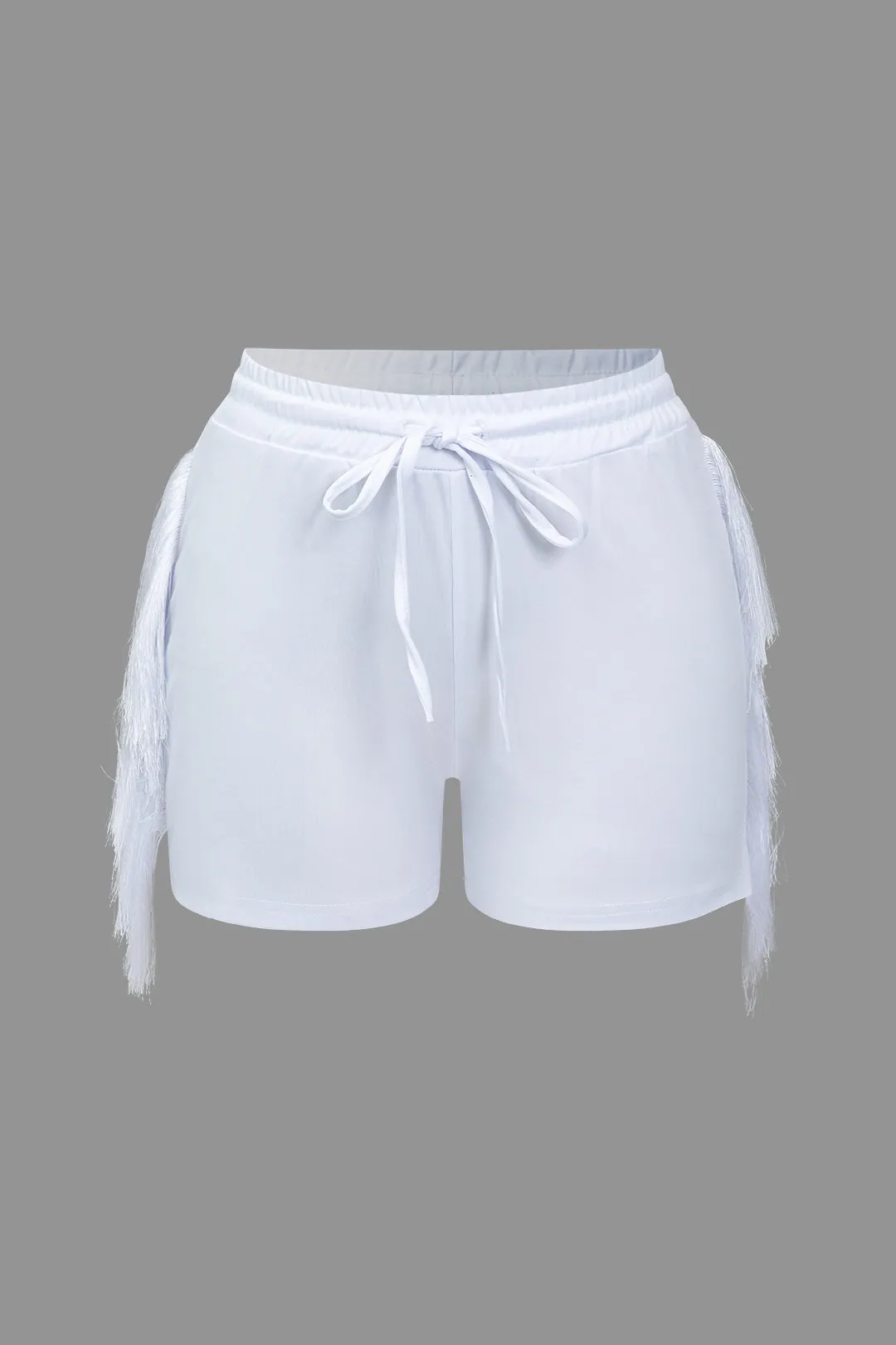 Solid Fringe Vest And Drawstring Shorts Set sold by Micas product image thumbnail 4
