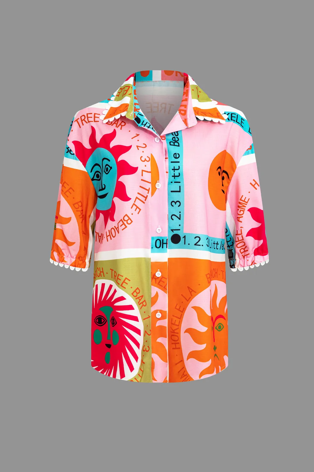 Letter Print Pocket Short Sleeves Top And Shorts Set sold by Micas product image thumbnail 2