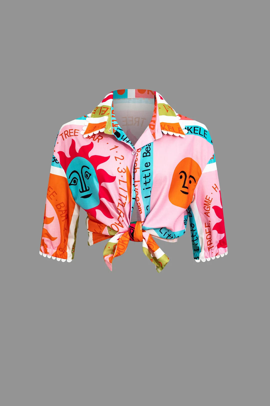 Letter Print Pocket Short Sleeves Top And Shorts Set sold by Micas product image thumbnail 3