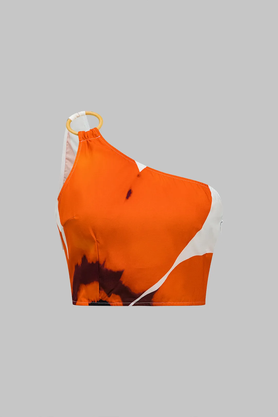 Floral Print Single Shoulder Top And Wide-Leg Trousers Set sold by Micas product image thumbnail 2