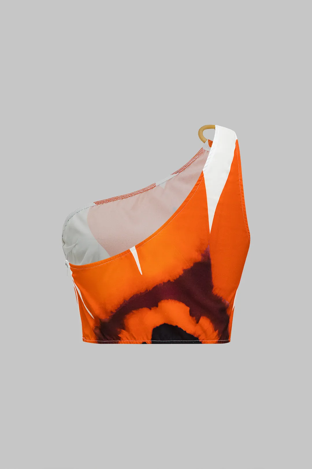 Floral Print Single Shoulder Top And Wide-Leg Trousers Set sold by Micas product image thumbnail 3