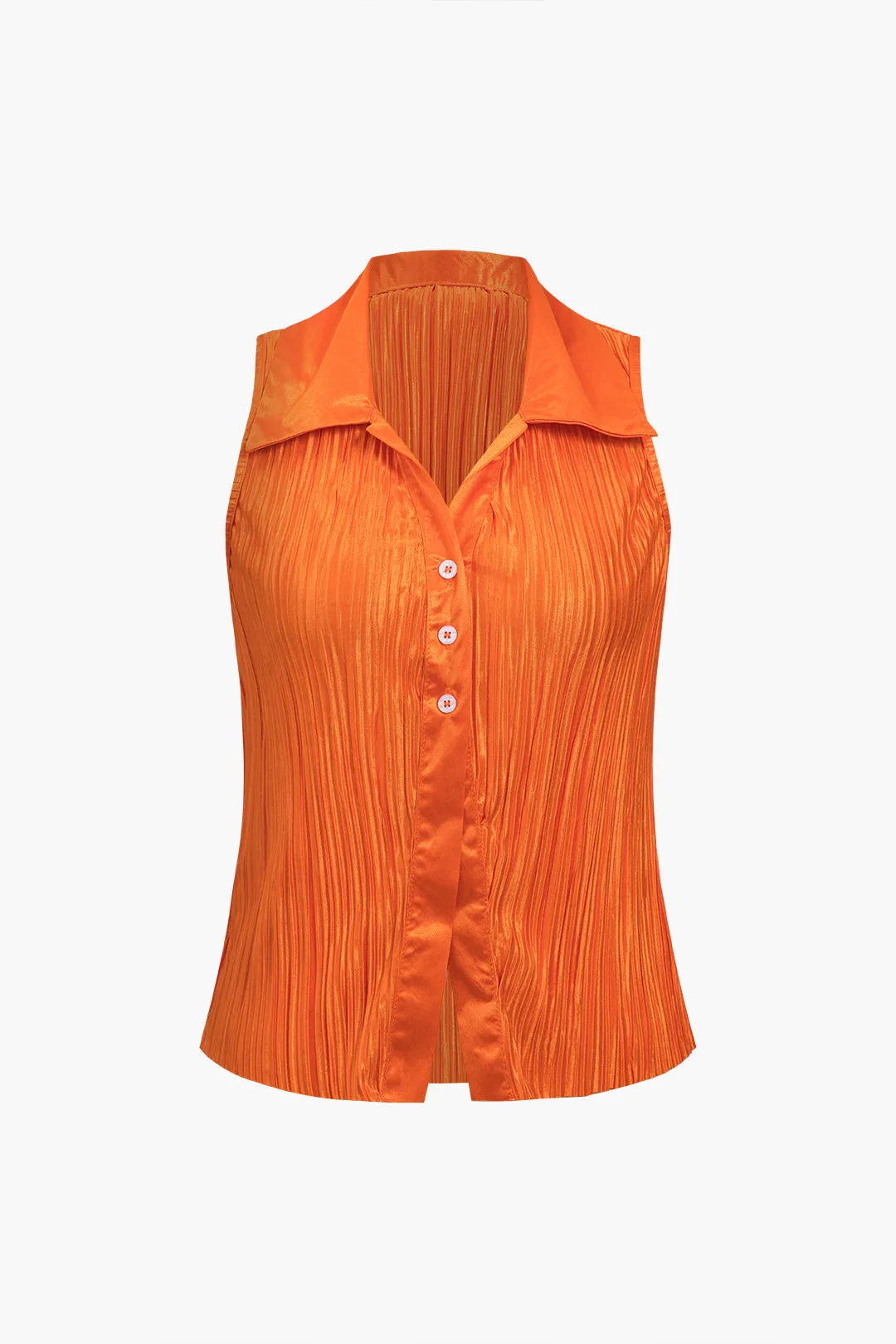 Pleated Button Sleeveless Top And Split Pants Set sold by Micas product image thumbnail 2