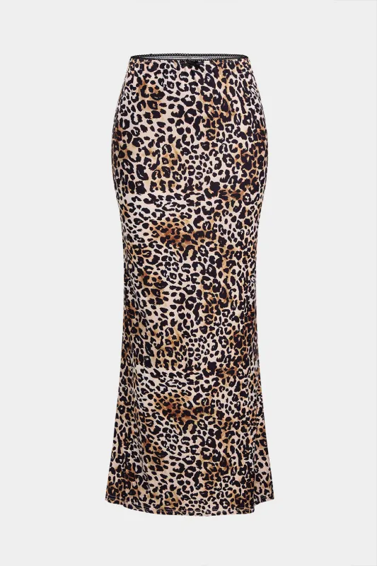 Leopard Print Split Skirt sold by Micas
