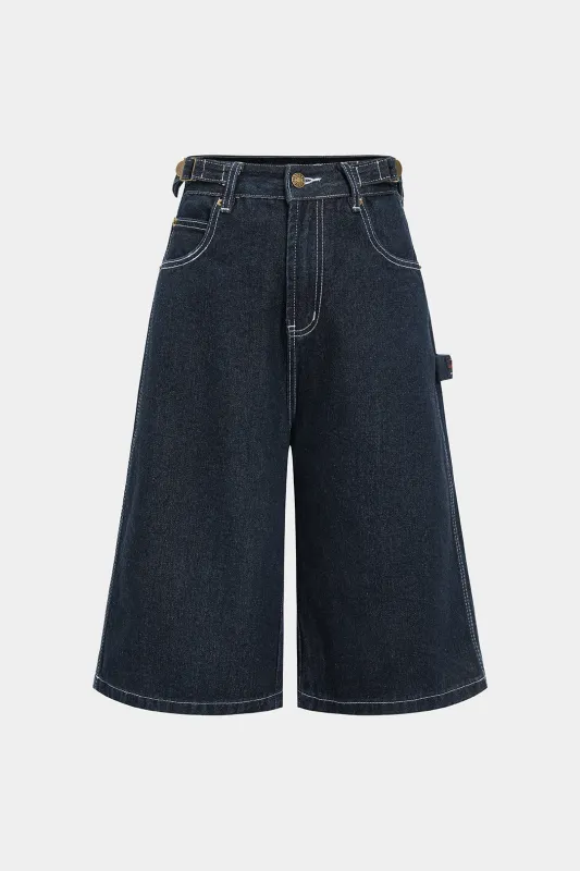 Denim Straight Leg Belted Shorts sold by Micas