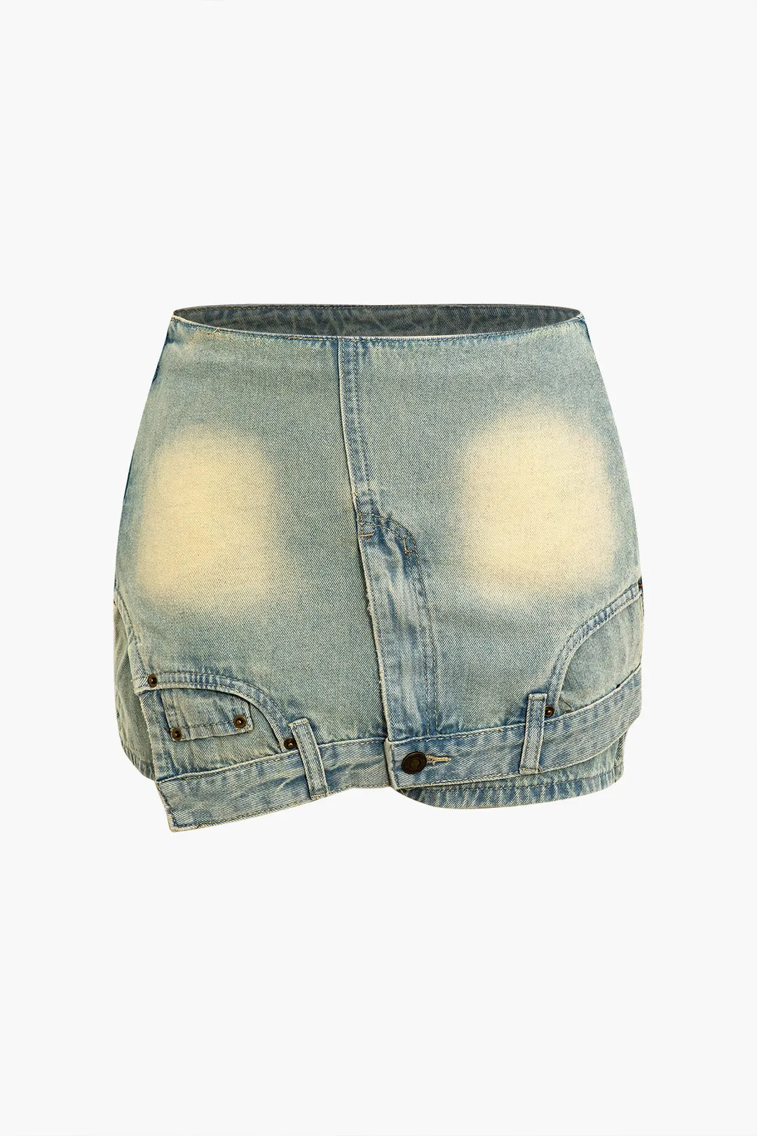 Denim Asymmetrical Shorts sold by Micas