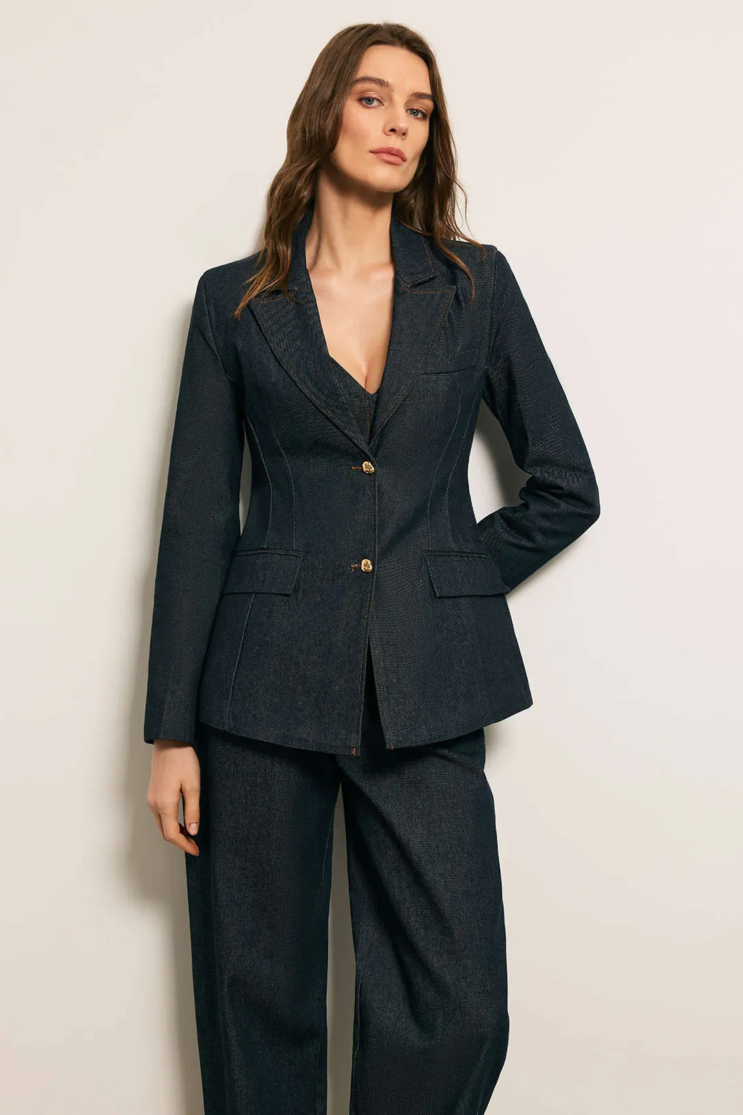 Denim V-Neck Button Outerwear sold by Micas