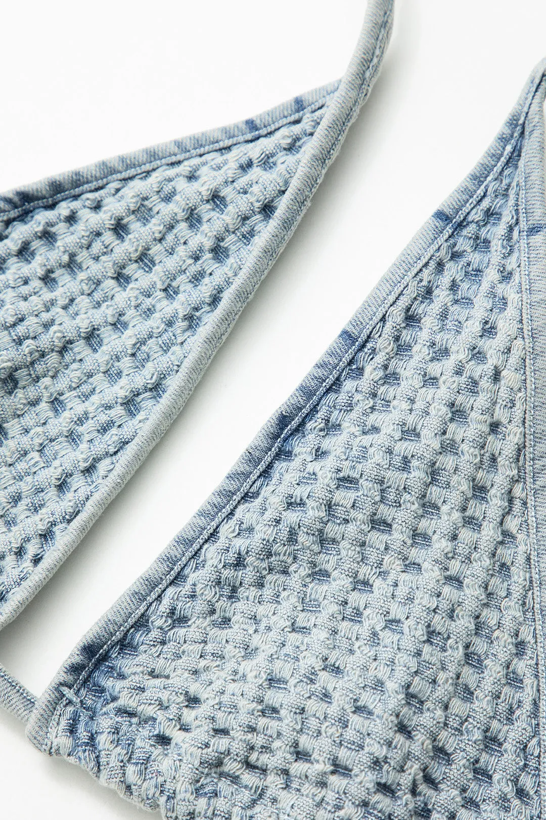 Denim Halter Neck Tie Up Cami Top And Fringe Shorts Suit sold by Micas product image thumbnail 3