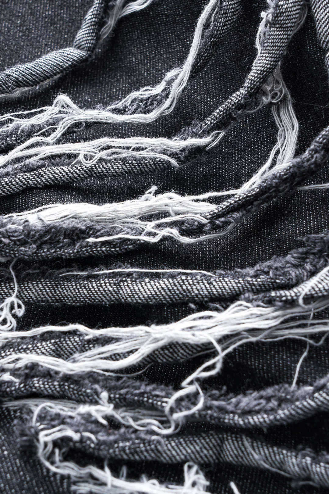 Denim Frayed Cut Out Button Zipper Wide Leg Jeans sold by Micas product image thumbnail 3