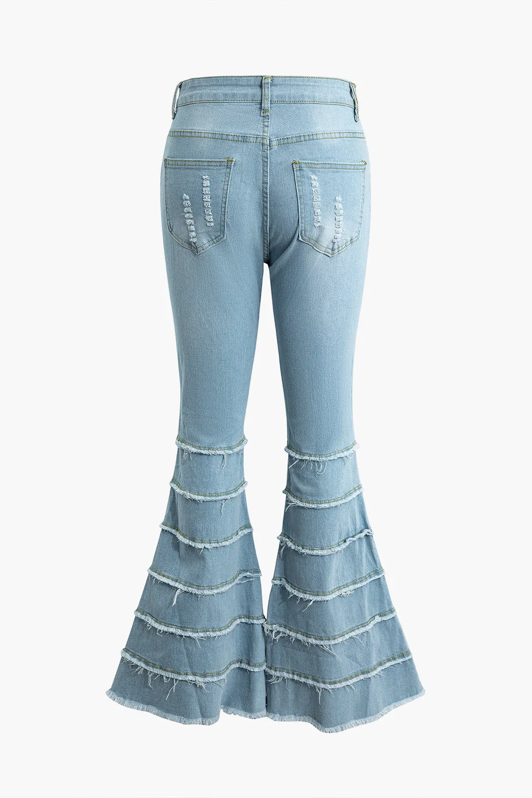 Denim Fringe Decor Ripped Flared Jeans sold by Micas product image thumbnail 2