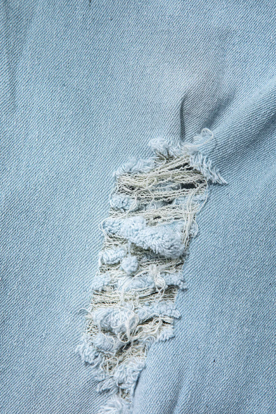 Denim Fringe Decor Ripped Flared Jeans sold by Micas product image thumbnail 4