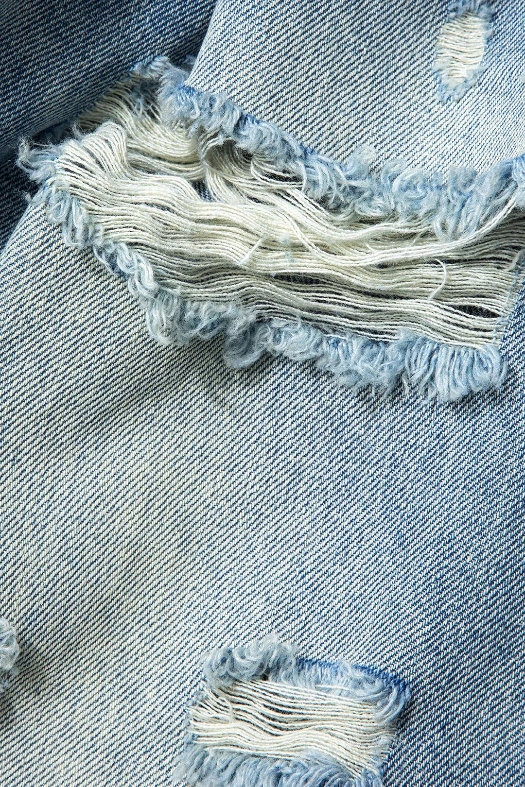 Denim Ripped Cut Out Frayed Wide Leg Jeans sold by Micas product image thumbnail 3