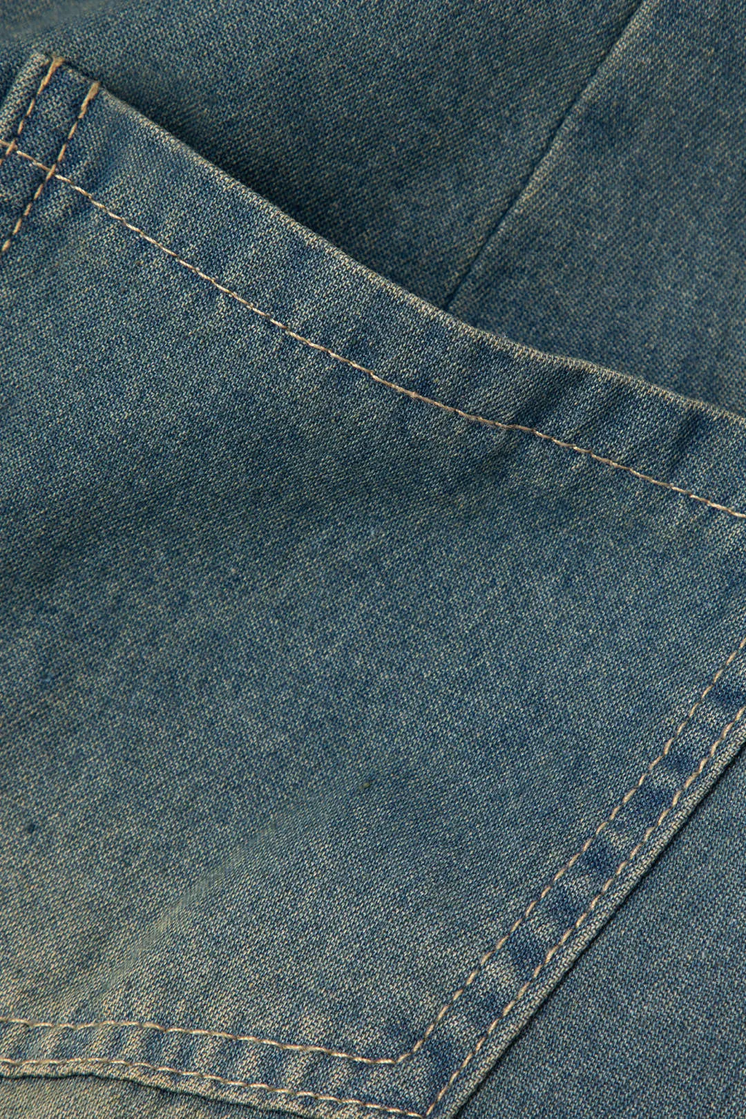 Denim Ruffle Hem Ruched Straight Wide-Leg Long Jeans sold by Micas product image thumbnail 5