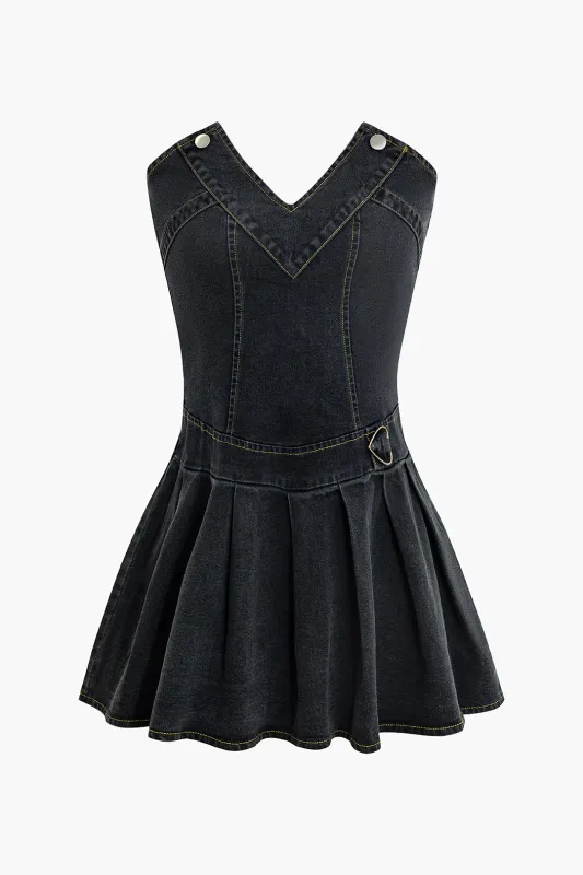 Denim V-Neck Ruched Zipper Strapless Dress sold by Micas