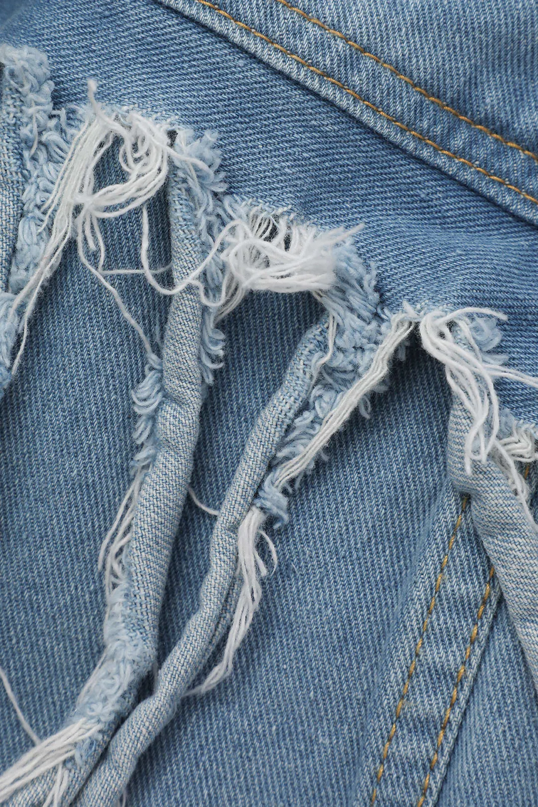 Denim Button Pocket Ripped Fringe Outerwear sold by Micas product image thumbnail 4