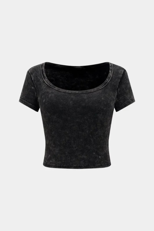 Round Neck Ribbed Short Sleeve T-Shirt sold by Micas