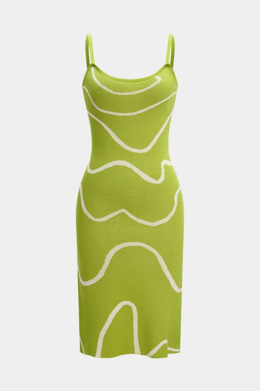 Knit Contrast Wave Print Strapless Sleeveless Dress sold by Micas