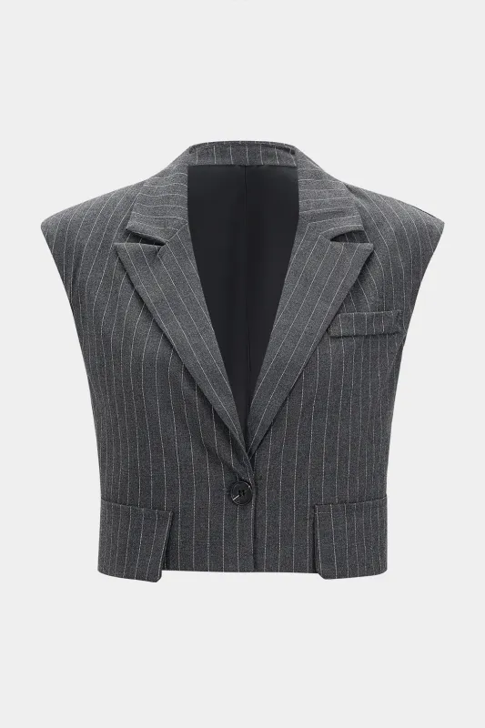 Stripes Print Button Vest sold by Micas