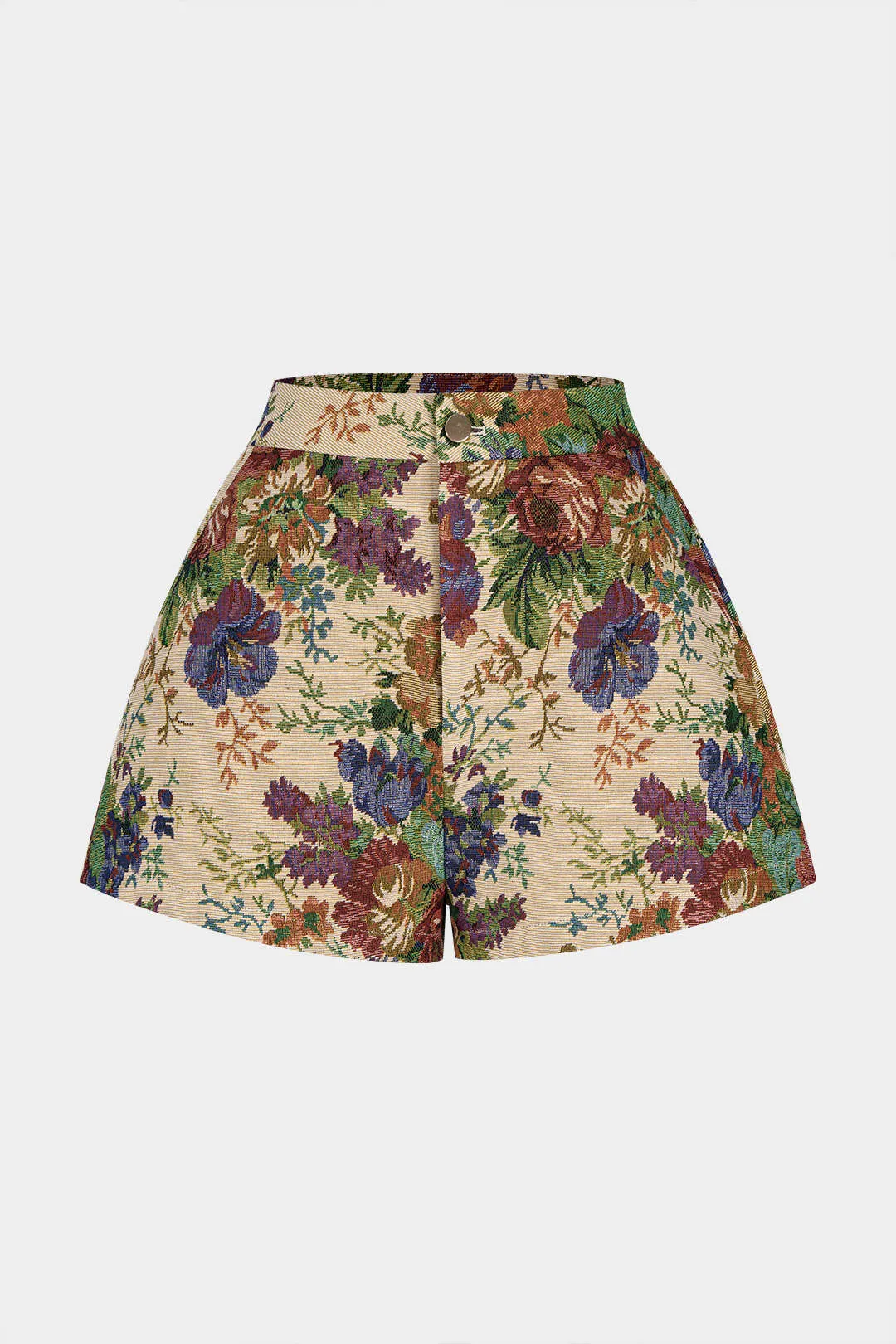 Floral Print Jacquard High Waist Shorts sold by Micas
