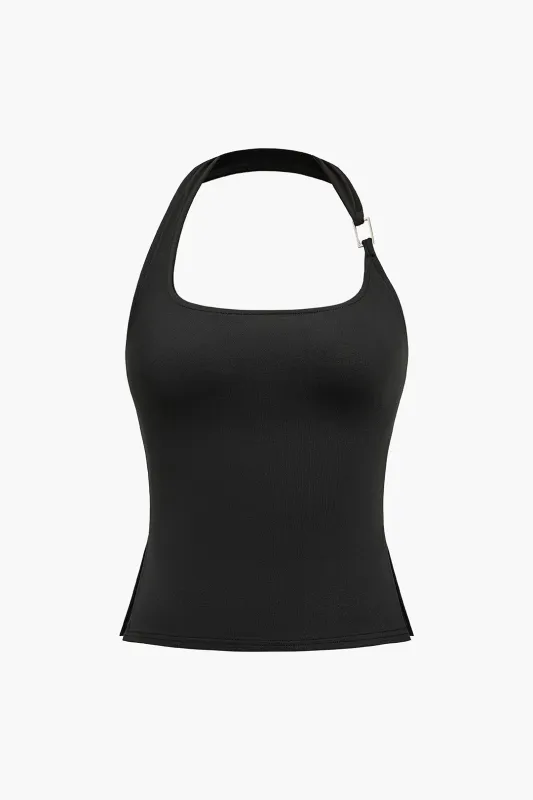 Halter Neck Side Slit Cami Top sold by Micas