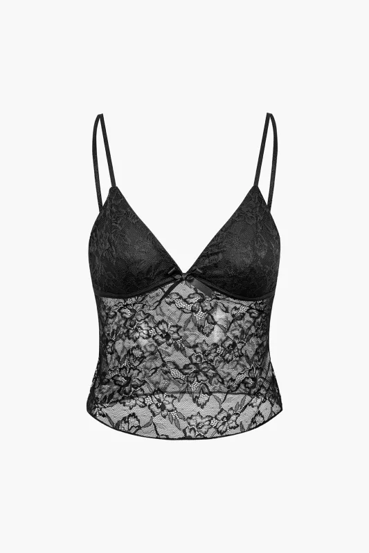 Lace V-Neck Cut Out Cami Top sold by Micas