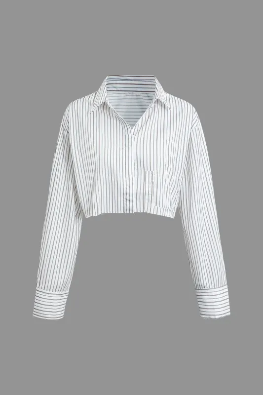 Solid Stripes Print V-Neck Long-Sleeve Shirt sold by Micas
