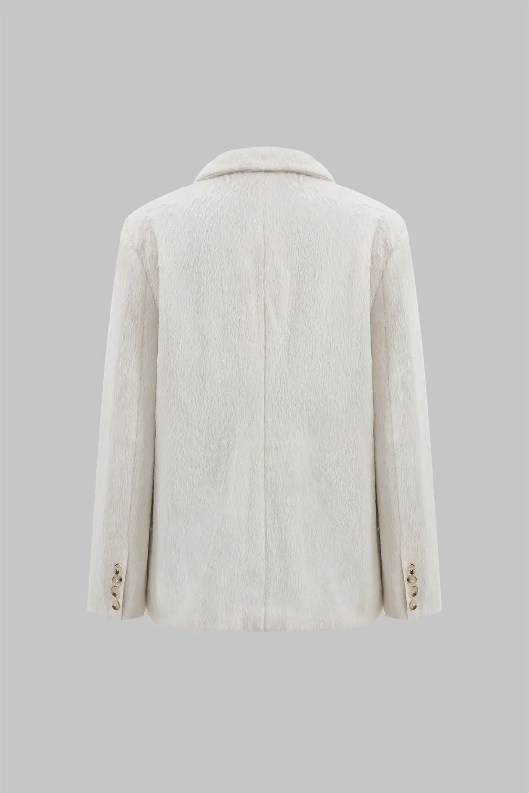 Solid Faux Plush Lapel Button Coat sold by Micas product image thumbnail 2