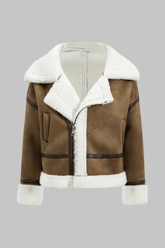 Suede Patchwork Zipper Jacket sold by Micas