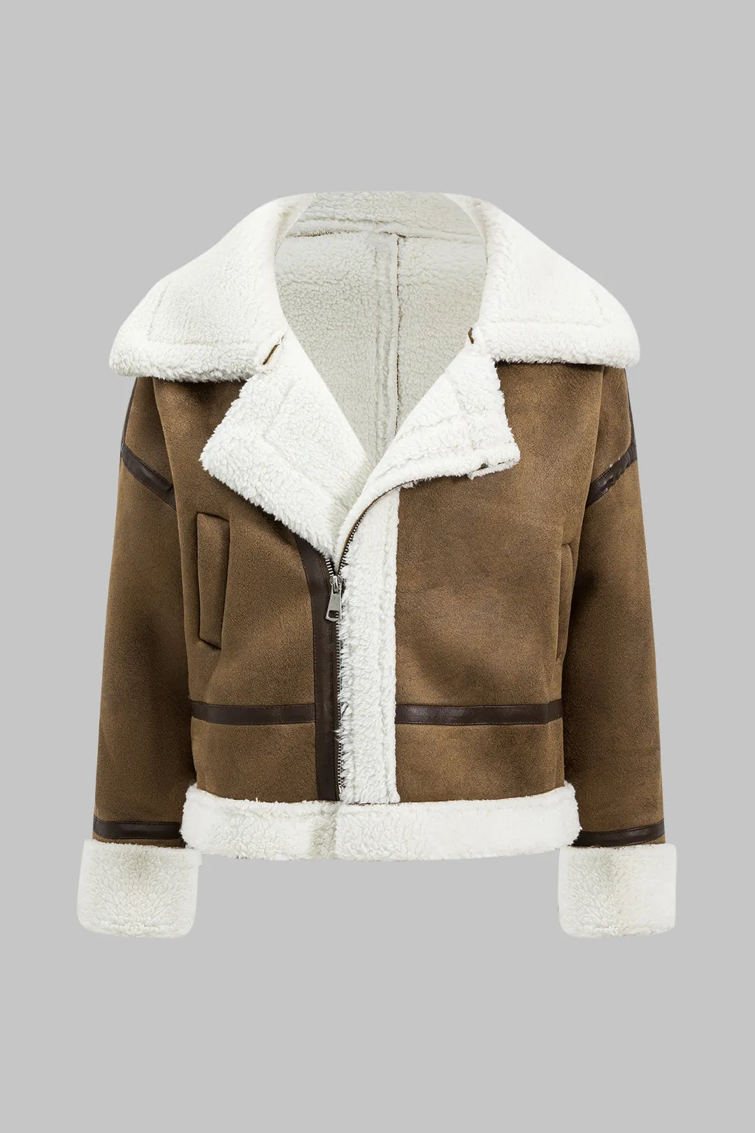 Suede Patchwork Zipper Jacket sold by Micas