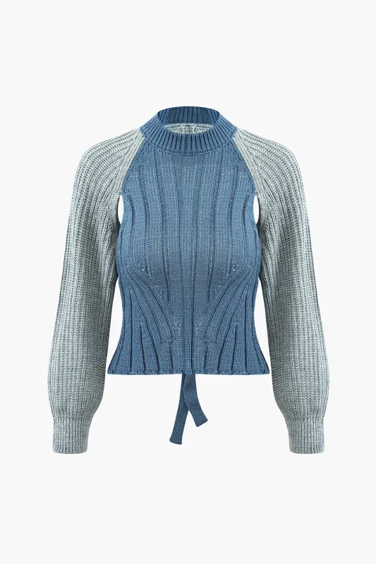 Knit Bow Backless Long-Sleeve Top sold by Micas