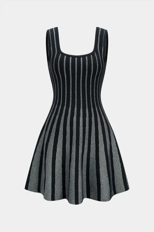 Knit Square Neck Contrast Sleeveless Dress sold by Micas