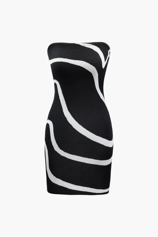 Knit Wave Stripes Print Sleeveless Dress sold by Micas