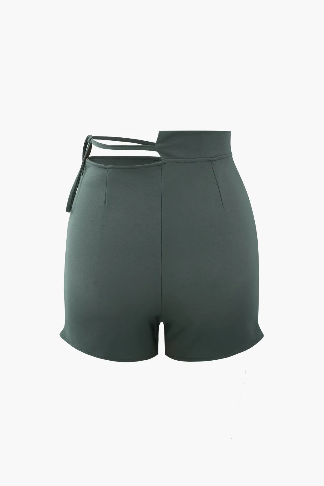 Solid Cut Out Tie Up Irregular Hem Shorts sold by Micas product image thumbnail 2