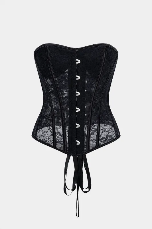 Lace Tie-Back Corset Waist Tube Top sold by Micas
