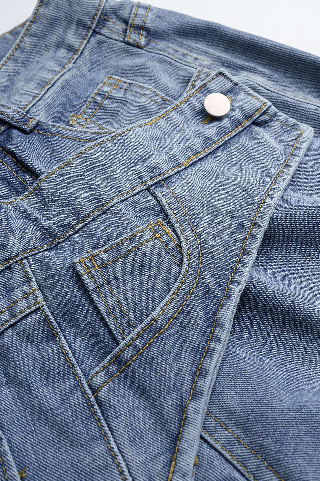 Denim Button Zipper Pocket Straight Leg Jeans sold by Micas product image thumbnail 3