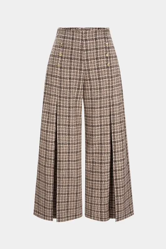 Plus Size Plaid Print Zipper Button Straight Pants made by Micas