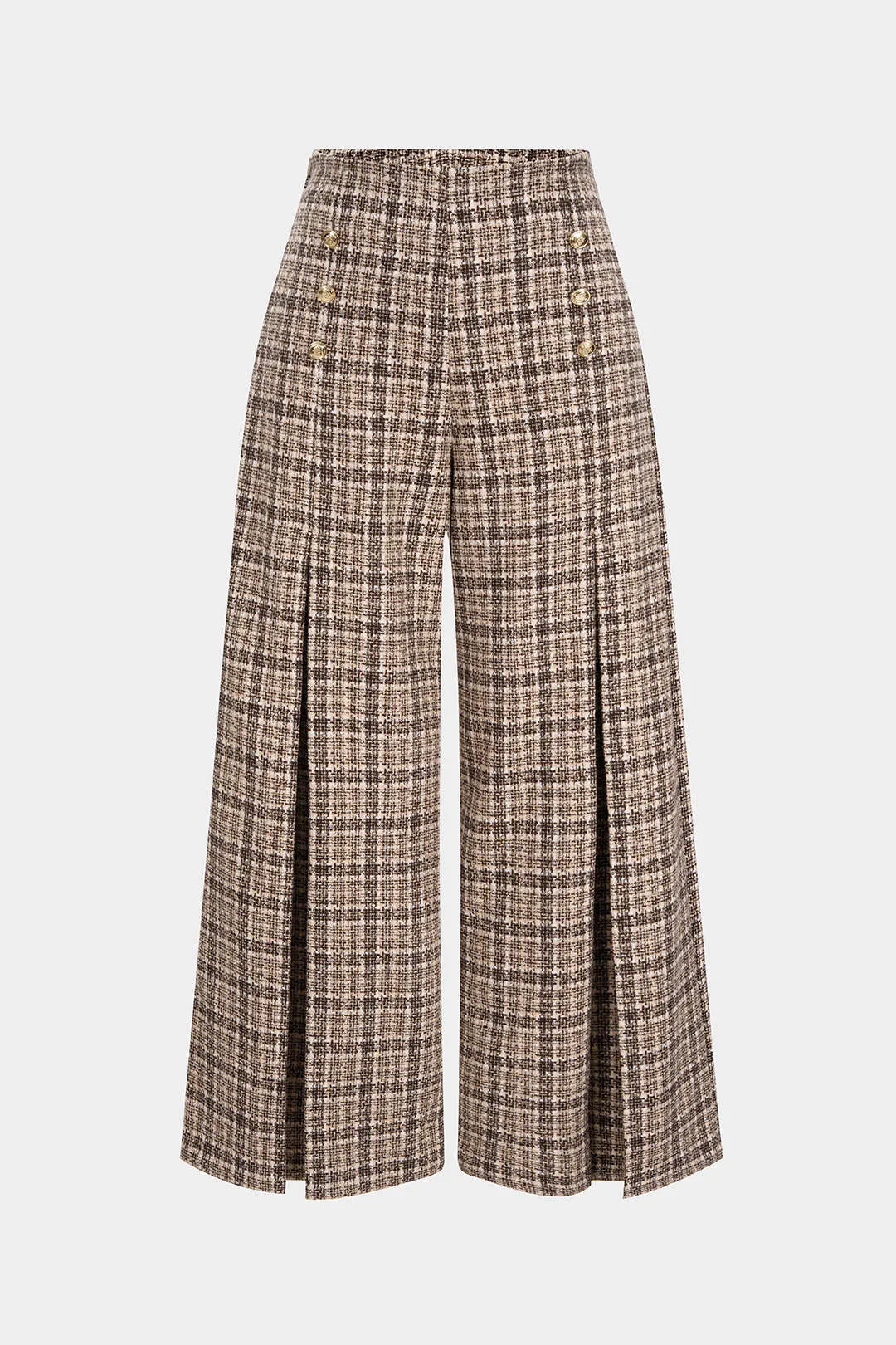 Plus Size Plaid Print Zipper Button Straight Pants sold by Micas