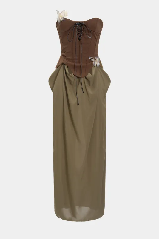 Butterfly Decor Tie-Up Strapless Removable Hem Dress Set sold by Micas