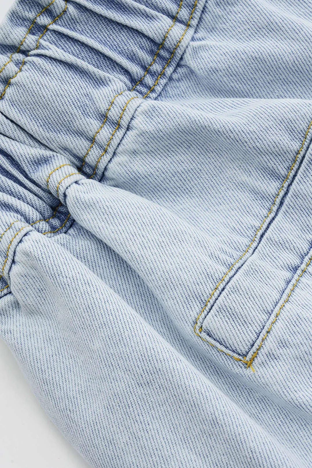 Denim Rhinestone Decor High Waist Wide Leg Shorts sold by Micas product image thumbnail 4