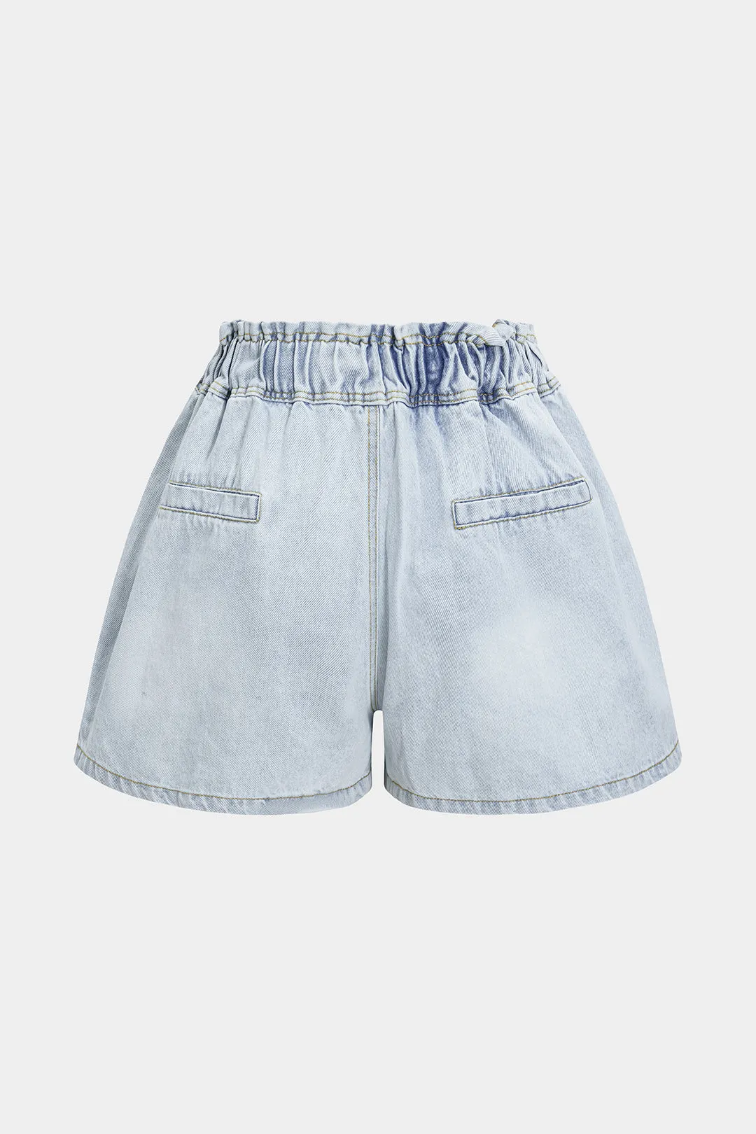 Denim Rhinestone Decor High Waist Wide Leg Shorts sold by Micas product image thumbnail 2