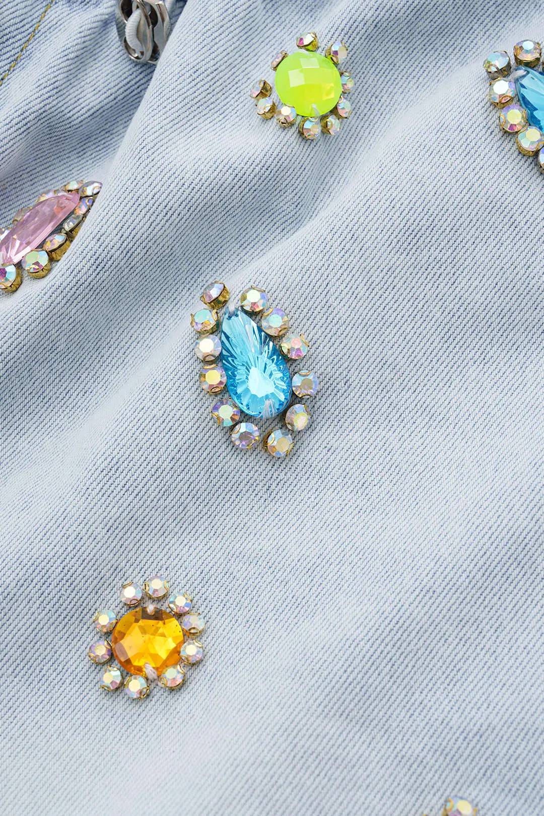 Denim Rhinestone Decor High Waist Wide Leg Shorts sold by Micas product image thumbnail 3