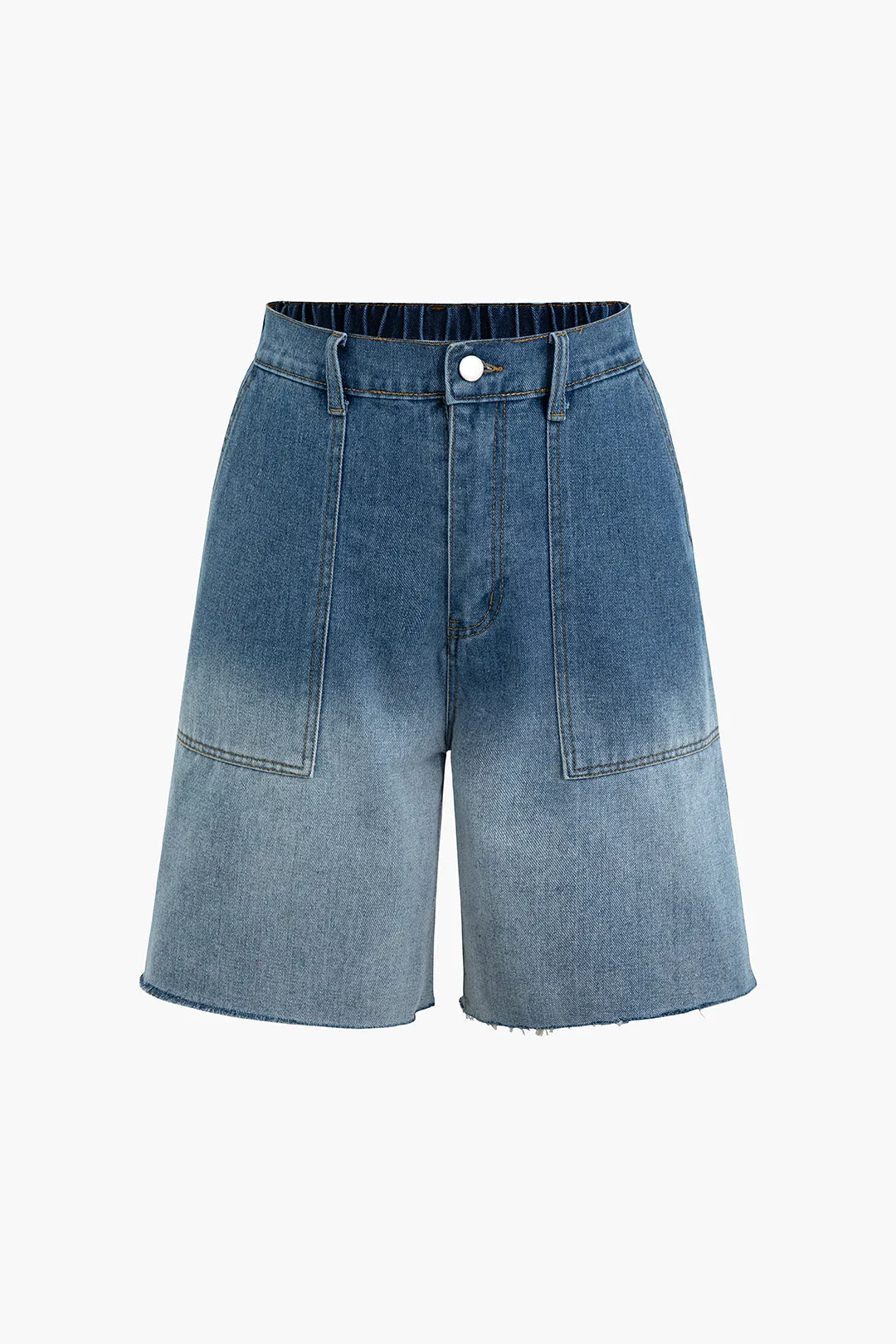 Denim Washed Print Gradient Shorts sold by Micas