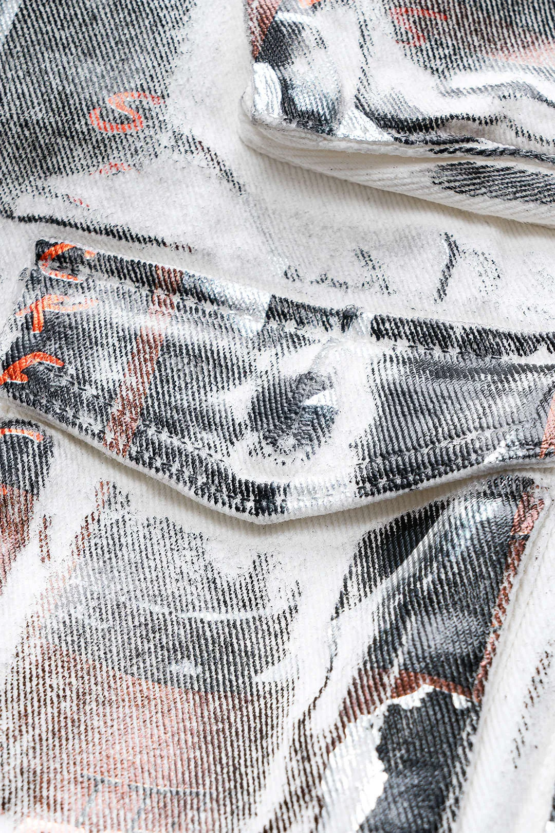 Denim Letter Print Tie Dye Pocket High Jeans sold by Micas product image thumbnail 4