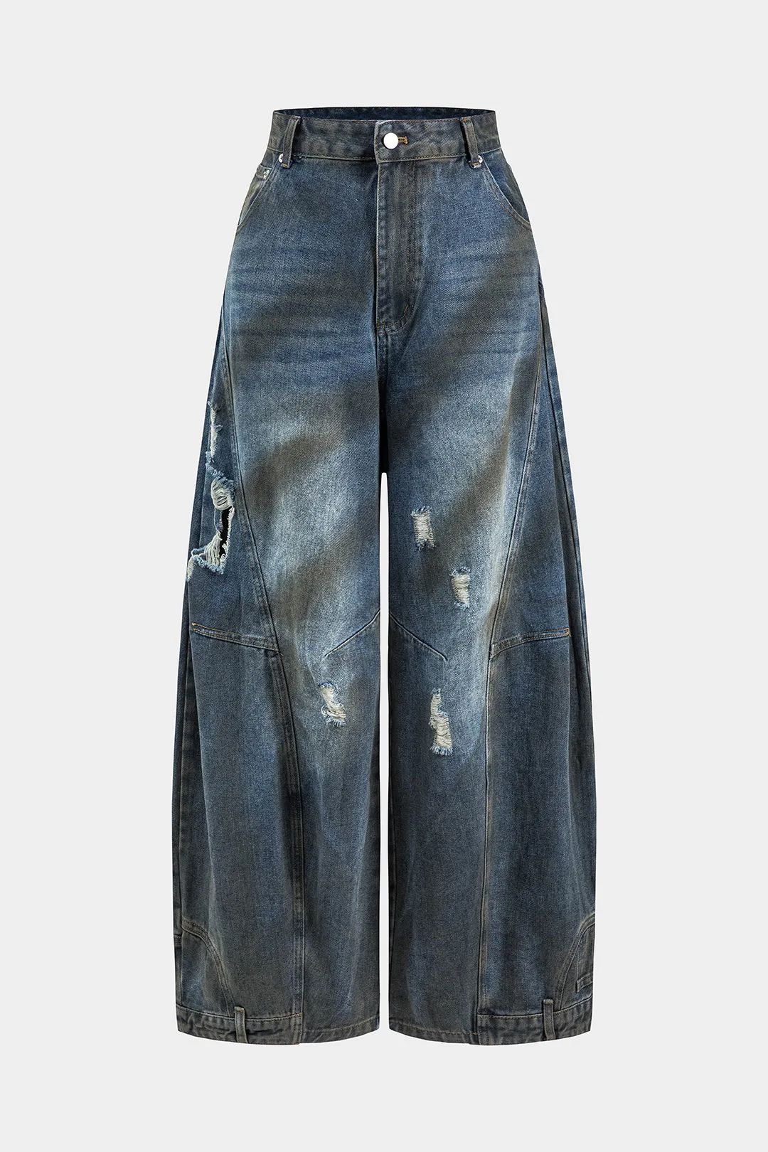Denim Ripped Wide Leg Jeans sold by Micas