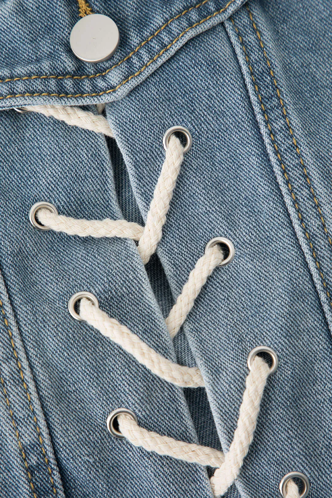 Denim frayed Tie-Up Button Jacket sold by Micas product image thumbnail 4