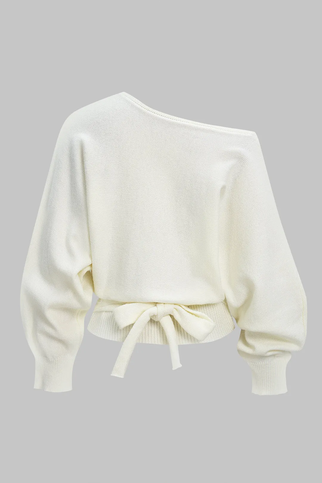 Knit One Shoulder Tie-Back Batwing Long-Sleeve Top sold by Micas product image thumbnail 2